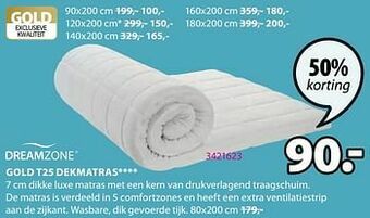 Jysk Gold t25 dekmatras aanbieding