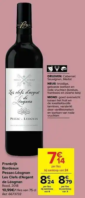 Carrefour Frankrijk bordeaux pessac-léognan les clefs d’argent de léognan rood aanbieding
