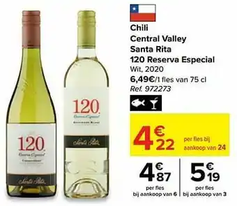 Carrefour Chili central valley santa rita 120 reserva especial wit aanbieding