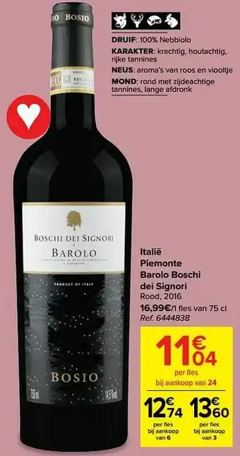 Italië piemonte barolo boschi dei signori rood