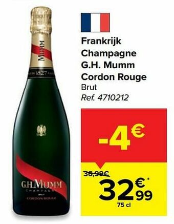 Carrefour Frankrijk champagne g.h. mumm cordon rouge brut aanbieding