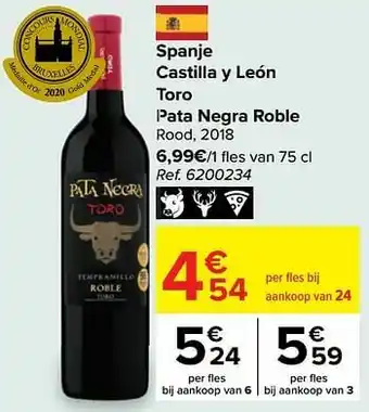 Carrefour Spanje castilla y león toro pata negra roble rood aanbieding