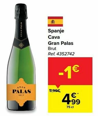 Carrefour Spanje cava gran palas brut aanbieding