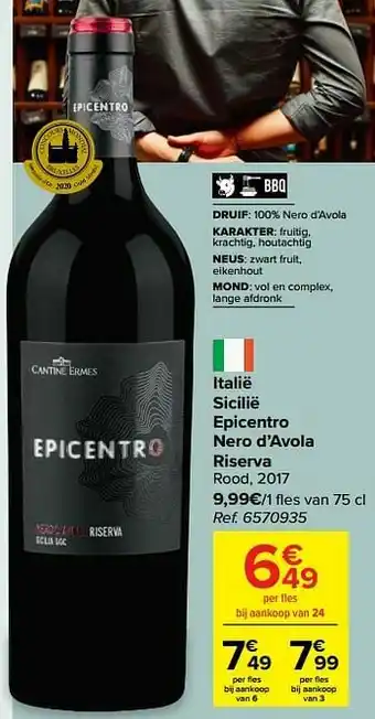 Carrefour Italië sicilië epicentro nero d’avola riserva rood aanbieding