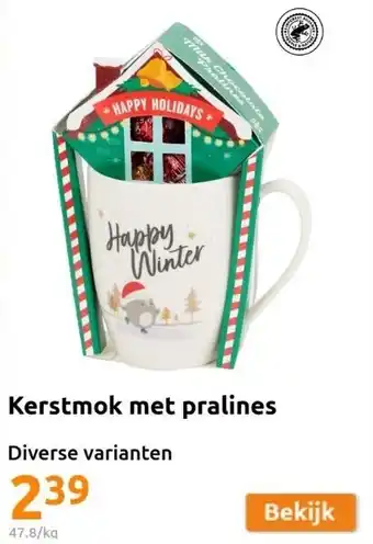 Action Kerstmok met pralines aanbieding