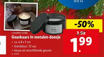 Geurkaars in metalen doosje
