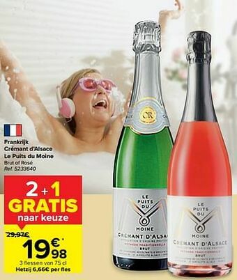 Carrefour Frankrijk crémant d’alsace le puits du moine brut of rosé aanbieding