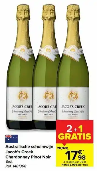 Carrefour Australische schuimwijn jacob’s creek chardonnay pinot noir brut aanbieding