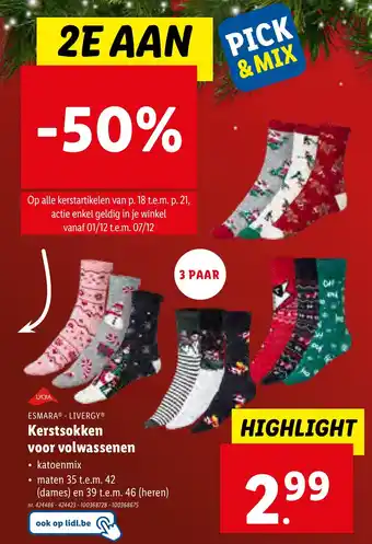 Lidl Kerstsokken voor volwassenen aanbieding