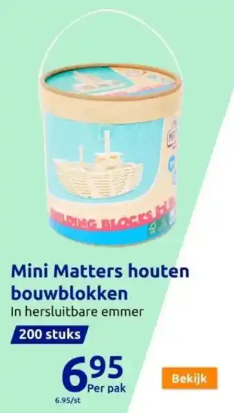 Action Mini Matters houten bouwblokken aanbieding