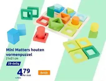 Action Mini Matters houten vormenpuzzel aanbieding