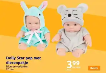 Action Dolly Star pop met dierenpakje aanbieding