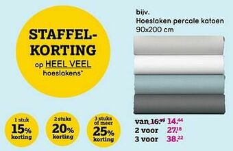 Leen Bakker Hoeslaken percale katoen aanbieding
