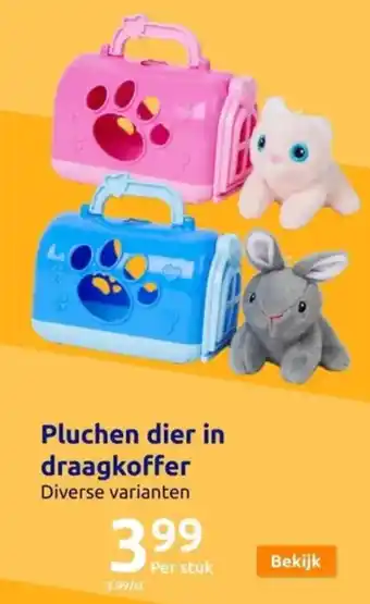 Pluchen dier in draagkoffer