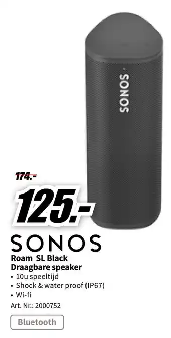 SONOS Roam SL Black Draagbare speaker