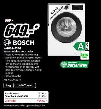 MediaMarkt BOSCH WGG244F3FG Wasmachine voorlader aanbieding