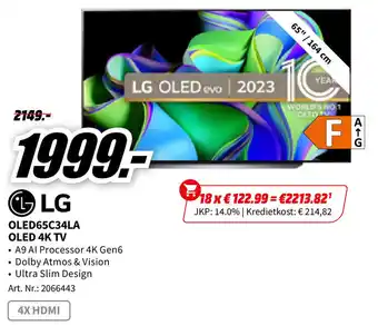 MediaMarkt LG OLED65C34LA OLED 4K TV aanbieding
