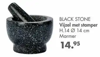 Black stone vijzel met stamper