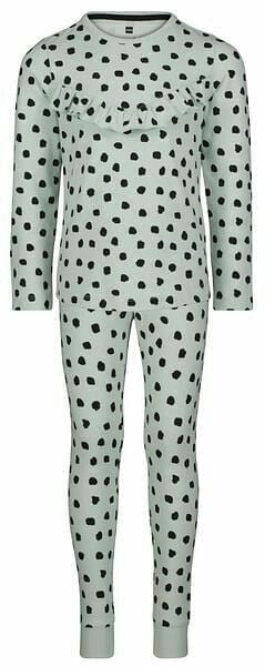 HEMA HEMA Kinderpyjama Bamboe/katoen/stretch Ruffle Lichtblauw (lichtblauw) aanbieding