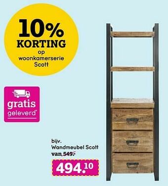 Leen Bakker Wandmeubel scott aanbieding