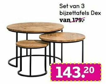 Leen Bakker Set van 3 bijzettafels dex aanbieding
