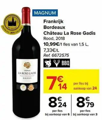 Carrefour Frankrijk bordeaux château la rose gadis rood aanbieding