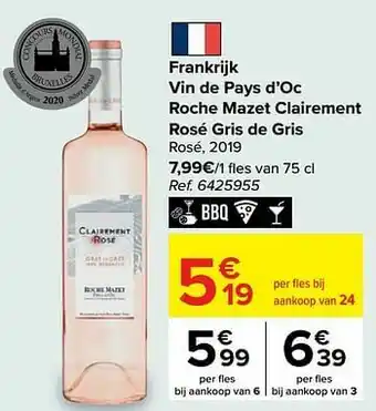 Frankrijk vin de pays d’oc roche mazet clairement rosé gris de gris rosé