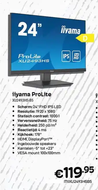 CompuDeals iiyama ProLite XU2493HS-B5 aanbieding