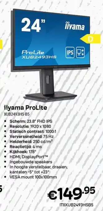 CompuDeals iiyama ProLite XUB2493HS-B5 aanbieding