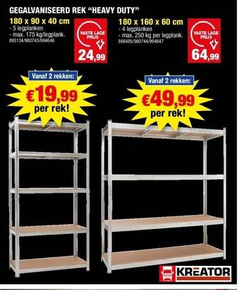 Hubo Gegalvaniseerd rek “heavy duty” 180 x 90 x 40 cm aanbieding