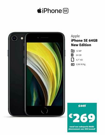 Base Apple Iphone Se 64gb New Edition aanbieding