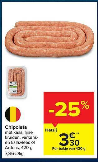 Carrefour Chipolata aanbieding