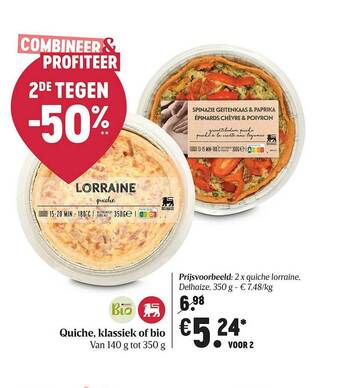 Delhaize Quiche, Klassiek Of Bio aanbieding