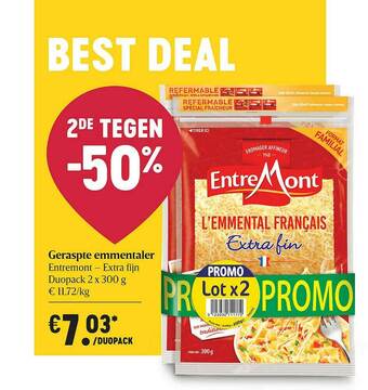 Delhaize Geraspte Emmentaler aanbieding