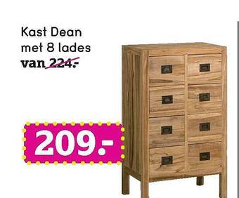 Leen Bakker Kast Dean Met 8 Lades aanbieding