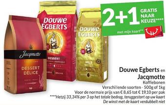 Intermarché Douwe Egberts en Jacqmotte Koffiebonen aanbieding