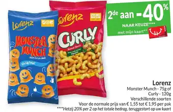 Intermarché Lorenz Monster Munch - 75g of Curly - 120g aanbieding