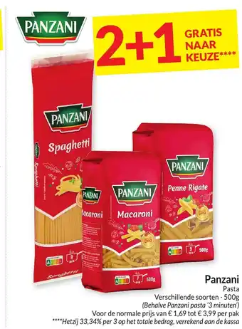 Intermarché Panzani Pasta Verschillende soorten - 500g aanbieding