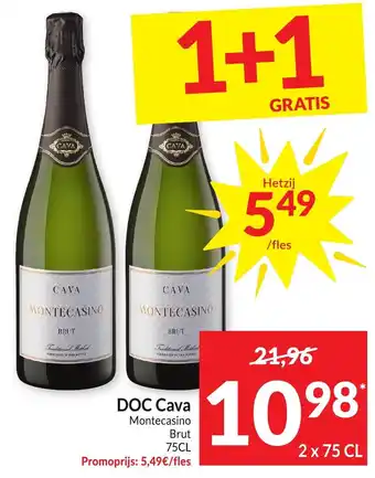 Intermarché DOC Cava Montecasino Brut 2 xBrut 75CL 75CL aanbieding