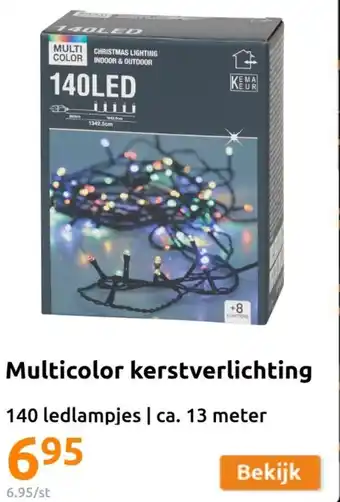 Action Multicolor kerstverlichting 140 ledlampjes | ca. 13 meter aanbieding