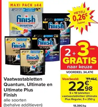 Carrefour Vaatwastabletten quantum, ultimate en ultimate plus finish aanbieding