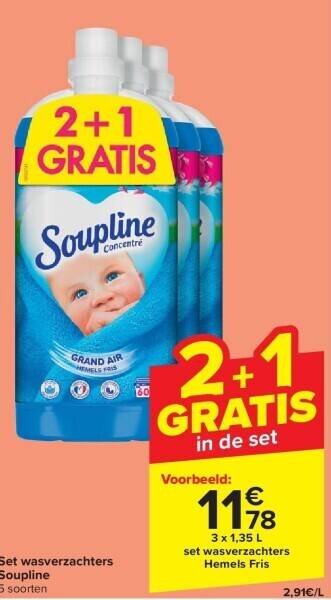 Carrefour Set wasverzachters soupline aanbieding