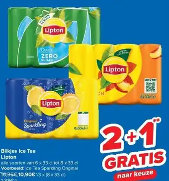 Carrefour Blikjes ice tea lipton aanbieding