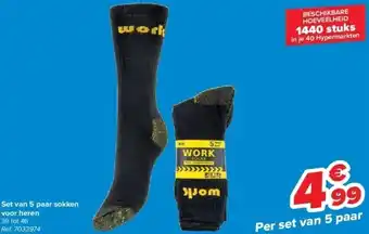 Carrefour Set van 5 paar sokken voor heren aanbieding