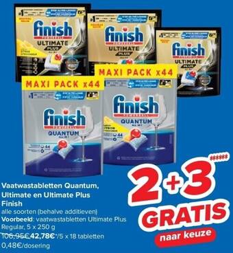 Carrefour Vaatwastabletten quantum, ultimate en ultimate plus finish aanbieding