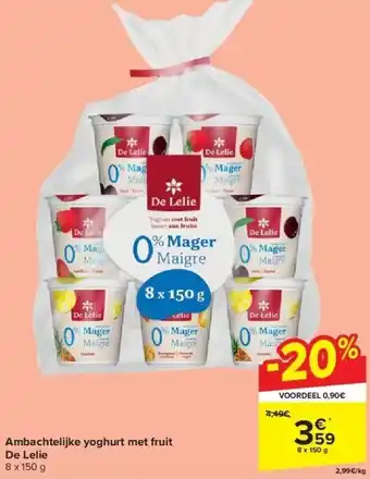Carrefour Ambachtelijke yoghurt met fruit de lelie aanbieding