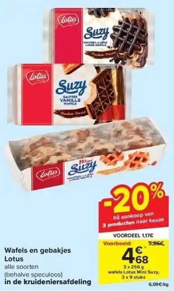 Carrefour Wafels en gebakjes lotus aanbieding