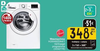 Cora Hoover Wasmachine H3W492DA4/1 Vertraagd programma aanbieding