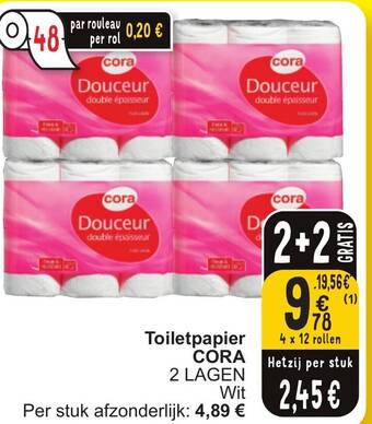 Cora Toiletpapier CORA 4 x 12rollen aanbieding