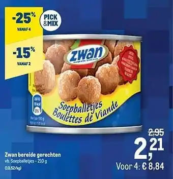 Makro Zwan bereide gerechten soepballetjes aanbieding
